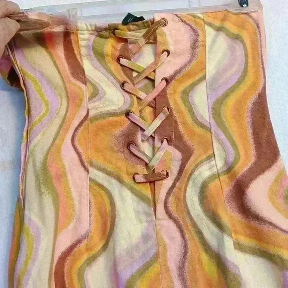 Womens XXS mini dress Wild fable NWT party boho artsy watercolor convertible str - Picture 4 of 6